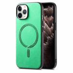For iPhone 11 Pro Max Solid Color Retro Magsafe PU Back Cover Phone Case(Green)