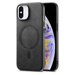 For iPhone XS Max Solid Color Retro Magsafe PU Back Cover Phone Case(Black)