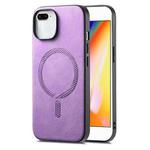 For iPhone 7 Plus / 8 Plus Solid Color Retro Magsafe PU Back Cover Phone Case(Purple)