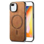 For iPhone 7 Plus / 8 Plus Solid Color Retro Magsafe PU Back Cover Phone Case(Brown)
