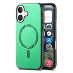 For iPhone 16 Solid Color Retro Magsafe PU Back Cover Phone Case(Green)