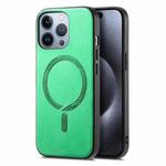 For iPhone 16 Pro Max Solid Color Retro Magsafe PU Back Cover Phone Case(Green)