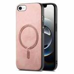 For iPhone 16e Solid Color Retro Magsafe PU Back Cover Phone Case(Pink)