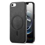 For iPhone 16e Solid Color Retro Magsafe PU Back Cover Phone Case(Black)