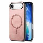 For iPhone Air Solid Color Retro Magsafe PU Back Cover Phone Case(Pink)