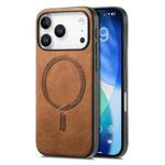 For iPhone 17 Pro Solid Color Retro Magsafe PU Back Cover Phone Case(Brown)