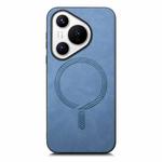 For Huawei Pura 70 Pro Solid Color Retro Magsafe PU Back Cover Phone Case(Blue)