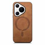 For Huawei Pura 70 Pro+ Solid Color Retro Magsafe PU Back Cover Phone Case(Brown)