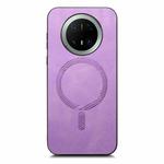 For Huawei Mate 70 Pro Solid Color Retro Magsafe PU Back Cover Phone Case(Purple)