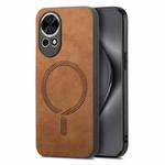 For Huawei Nova 13 / 12 Solid Color Retro Magsafe PU Back Cover Phone Case(Brown)