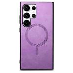 For Samsung Galaxy S24 Ultra 5G Solid Color Retro Magsafe PU Back Cover Phone Case(Purple)