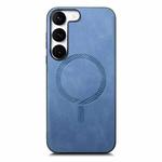 For Samsung Galaxy S23+ 5G Solid Color Retro Magsafe PU Back Cover Phone Case(Blue)