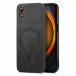 For Samsung Galaxy XCover 7 Solid Color Retro Magsafe PU Back Cover Phone Case(Black)