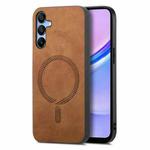 For Samsung Galaxy A15 Solid Color Retro Magsafe PU Back Cover Phone Case(Brown)
