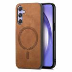 For Samsung Galaxy A54 5G Solid Color Retro Magsafe PU Back Cover Phone Case(Brown)
