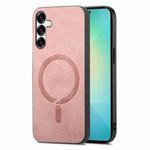 For Samsung Galaxy S25+ 5G Solid Color Retro Magsafe PU Back Cover Phone Case(Pink)