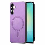 For Samsung Galaxy S25+ 5G Solid Color Retro Magsafe PU Back Cover Phone Case(Purple)