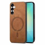 For Samsung Galaxy S25+ 5G Solid Color Retro Magsafe PU Back Cover Phone Case(Brown)