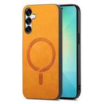 For Samsung Galaxy S25+ 5G Solid Color Retro Magsafe PU Back Cover Phone Case(Yellow)