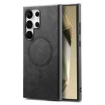 For Samsung Galaxy S25 Ultra 5G Solid Color Retro Magsafe PU Back Cover Phone Case(Black)