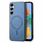 For Samsung Galaxy M14 5G Solid Color Retro Magsafe PU Back Cover Phone Case(Blue)