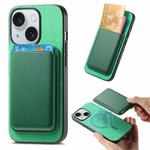 For iPhone 15 Plus Retro Magsafe Card Bag PU Back Cover Phone Case(Green)