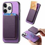 For iPhone 11 Pro Max Retro Magsafe Card Bag PU Back Cover Phone Case(Purple)