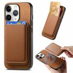 For iPhone 11 Pro Max Retro Magsafe Card Bag PU Back Cover Phone Case(Brown)