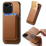For iPhone 7 Plus / 8 Plus Retro Magsafe Card Bag PU Back Cover Phone Case(Brown)