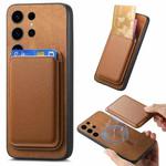 For Samsung Galaxy S24 Ultra 5G Retro Magsafe Card Bag PU Back Cover Phone Case(Brown)