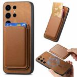 For Samsung Galaxy S23 Ultra 5G Retro Magsafe Card Bag PU Back Cover Phone Case(Brown)