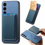 For Samsung Galaxy S23+ 5G Retro Magsafe Card Bag PU Back Cover Phone Case(Blue)