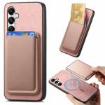 For Samsung Galaxy A14 Retro Magsafe Card Bag PU Back Cover Phone Case(Pink)