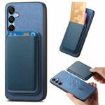 For Samsung Galaxy A35 Retro Magsafe Card Bag PU Back Cover Phone Case(Blue)