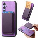 For Samsung Galaxy A54 Retro Magsafe Card Bag PU Back Cover Phone Case(Purple)