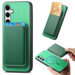 For Samsung Galaxy S25 5G Retro Magsafe Card Bag PU Back Cover Phone Case(Green)