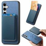 For Samsung Galaxy S24 FE 5G Retro Magsafe Card Bag PU Back Cover Phone Case(Blue)
