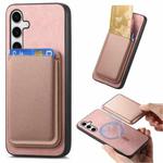 For Samsung Galaxy S24 FE 5G Retro Magsafe Card Bag PU Back Cover Phone Case(Pink)