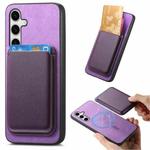 For Samsung Galaxy S24 FE 5G Retro Magsafe Card Bag PU Back Cover Phone Case(Purple)