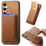 For Samsung Galaxy S24 FE 5G Retro Magsafe Card Bag PU Back Cover Phone Case(Brown)
