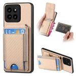 For Xiaomi 14 Pro Carbon Fiber Vertical Flip Wallet Stand Phone Case(Khaki)