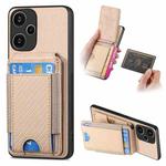 For Xiaomi Redmi Note 13 Pro+ Carbon Fiber Vertical Flip Wallet Stand Phone Case(Khaki)