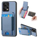 For Xiaomi Poco X5 Carbon Fiber Vertical Flip Wallet Stand Phone Case(Blue)