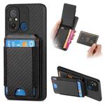 For Xiaomi Redmi 12C Carbon Fiber Vertical Flip Wallet Stand Phone Case(Black)