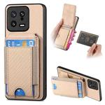 For Xiaomi 13 Carbon Fiber Vertical Flip Wallet Stand Phone Case(Khaki)