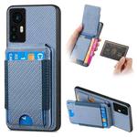 For Xiaomi 12T Pro Carbon Fiber Vertical Flip Wallet Stand Phone Case(Blue)