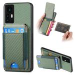 For Xiaomi 12T Pro Carbon Fiber Vertical Flip Wallet Stand Phone Case(Green)