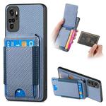 For Xiaomi Poco M5S 4G Carbon Fiber Vertical Flip Wallet Stand Phone Case(Blue)