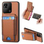 For Xiaomi Redmi 10A Carbon Fiber Vertical Flip Wallet Stand Phone Case(Brown)