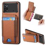 For Xiaomi Poco X4 Pro 5G Carbon Fiber Vertical Flip Wallet Stand Phone Case(Brown)